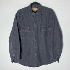 Vintage 90s Natural Issue Fleece Lined Grey Denim Shirt Jacket Shacket M
